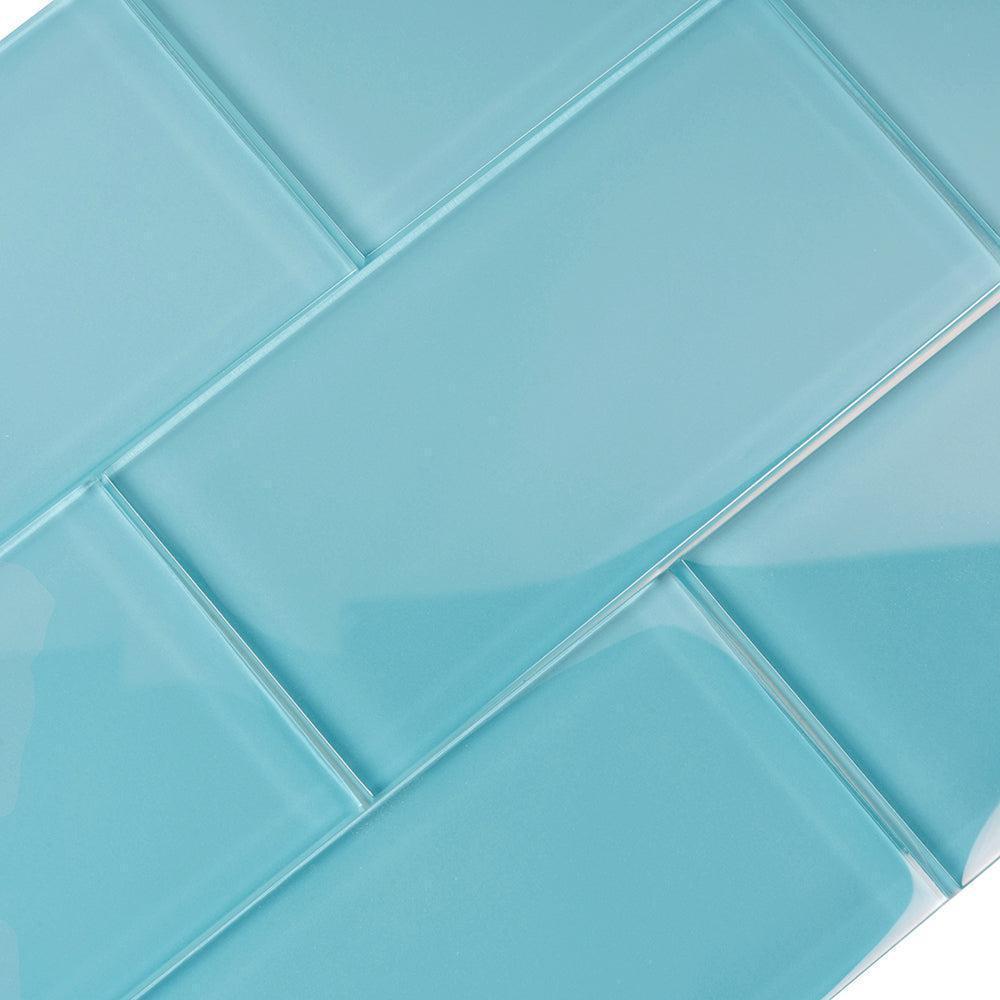 Glacier Laguna Blue 3X6 Polished Glass Subway Tile | Tile Club
