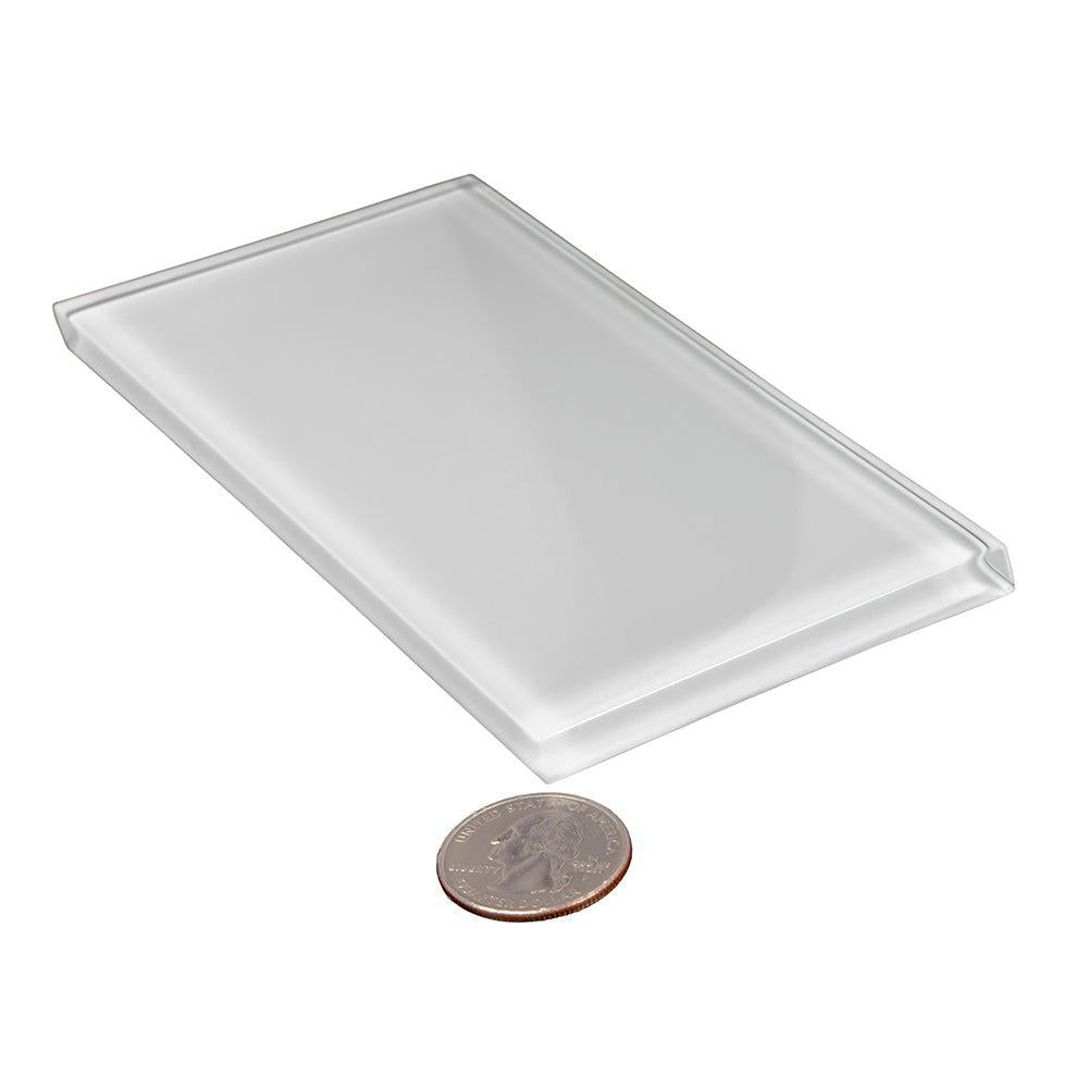 Glacier Pure White 3"x6" Polished Glass Subway Tile | Tile Club