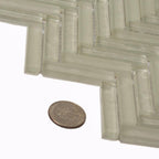 Herringbone White Glass Tile | Tile Club