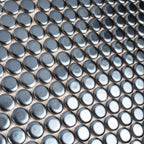 Metallic Blue Buttons Porcelain Penny Round Tile | Tile Club