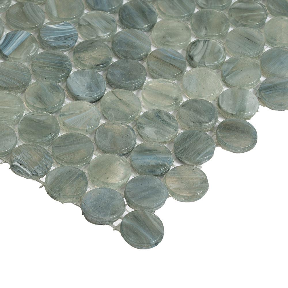 Mixed Gray Glass Penny Round Mosaic Tile | Tile Club