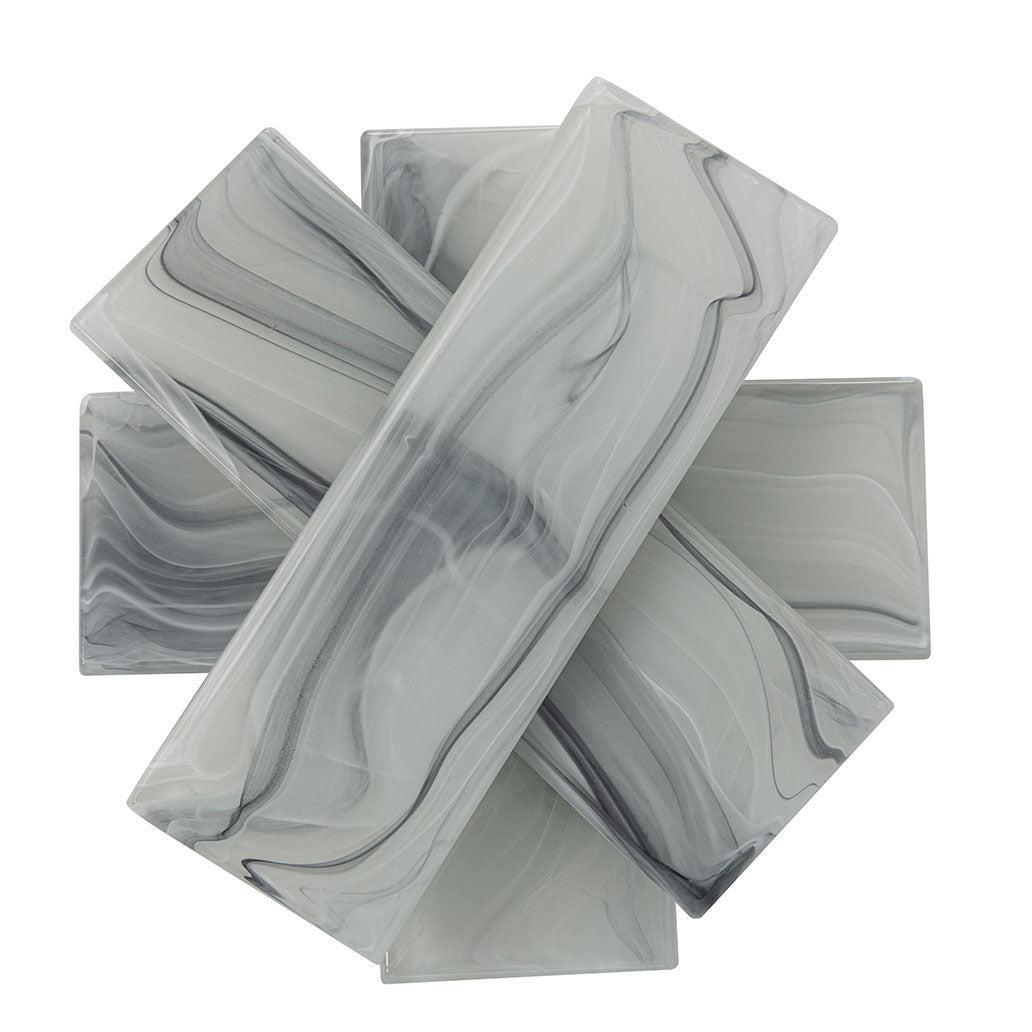 Sea Glass Grey 3X9 Subway Tile | Swirled Artisan Glass – Tile Club