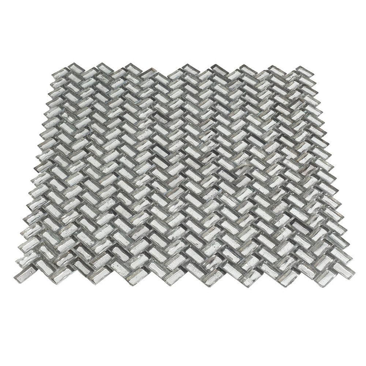 Silver Herringbone Mosaic Tile | Tile Club