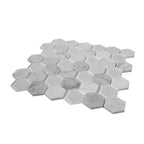 Textured Carrara And Glass Hexagon Mosaic Tile | Tile Club