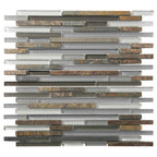 Waterfall White Slate Linear Glass And Slate Mosaic Tile position: 1