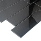 Glacier Black 4X16 Polished Glass Tile | Tile Club
