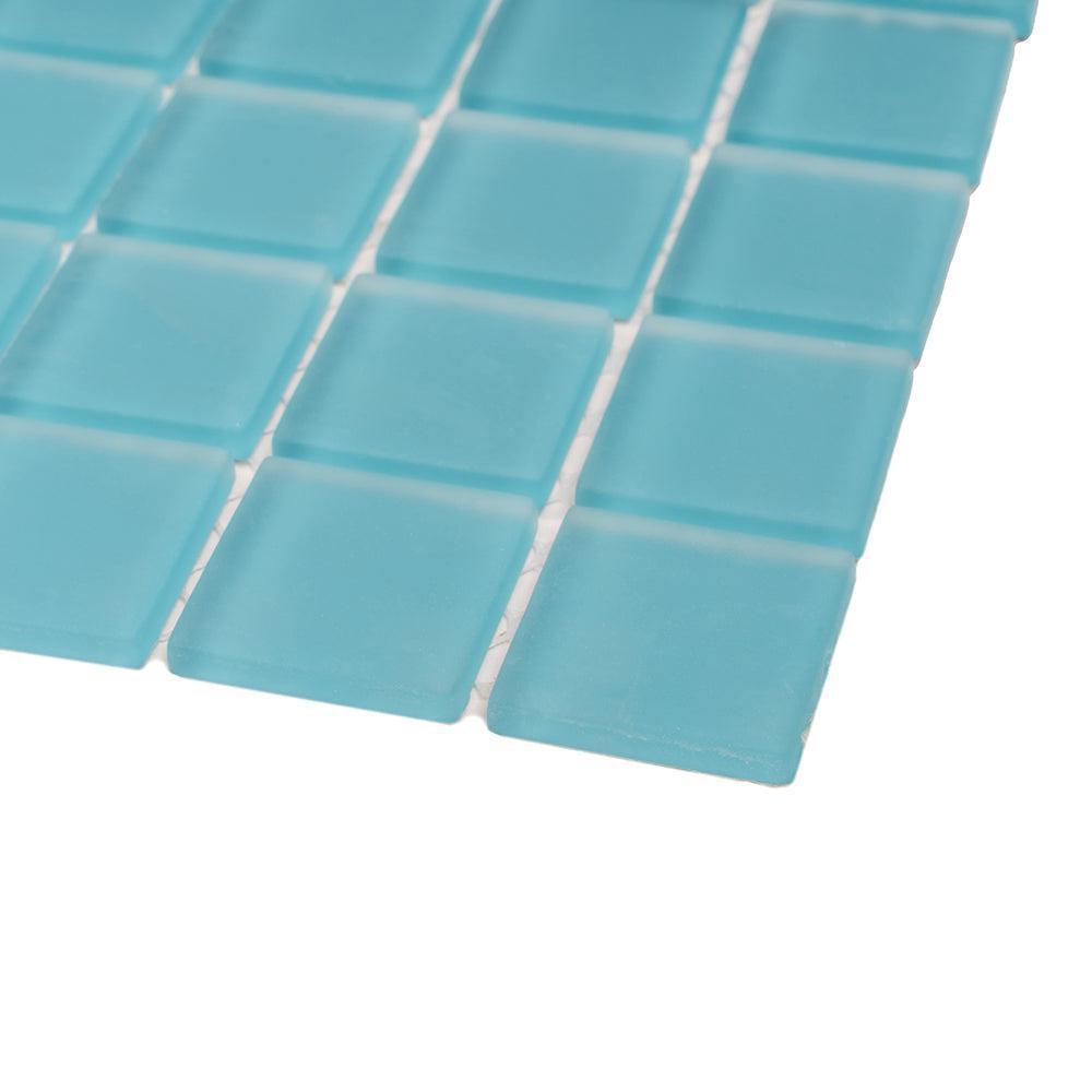 Glacier Laguna Blue 1X1 Frosted Glass Tile | Tile Club