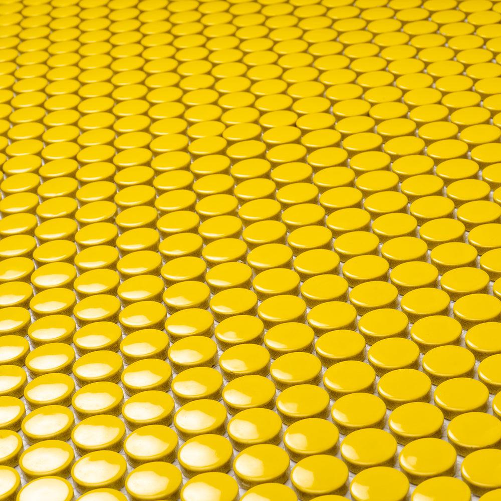 Button Ceramic Tile Yellow Buttons Porcelain Penny Round Tile | Colorful Kitchen, Pool ...