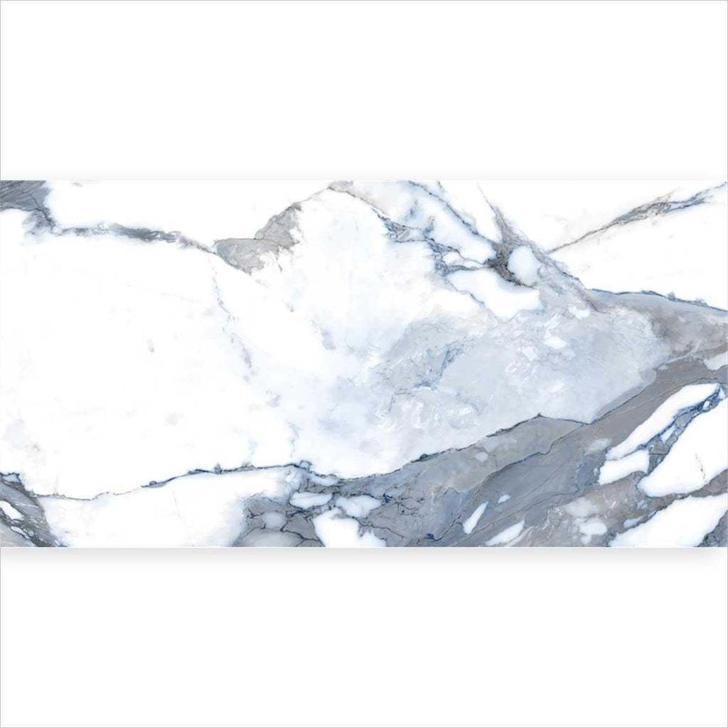 Rectangle Crash Blue 24x48 Polished Calacatta Porcelain Tile | Tile Club