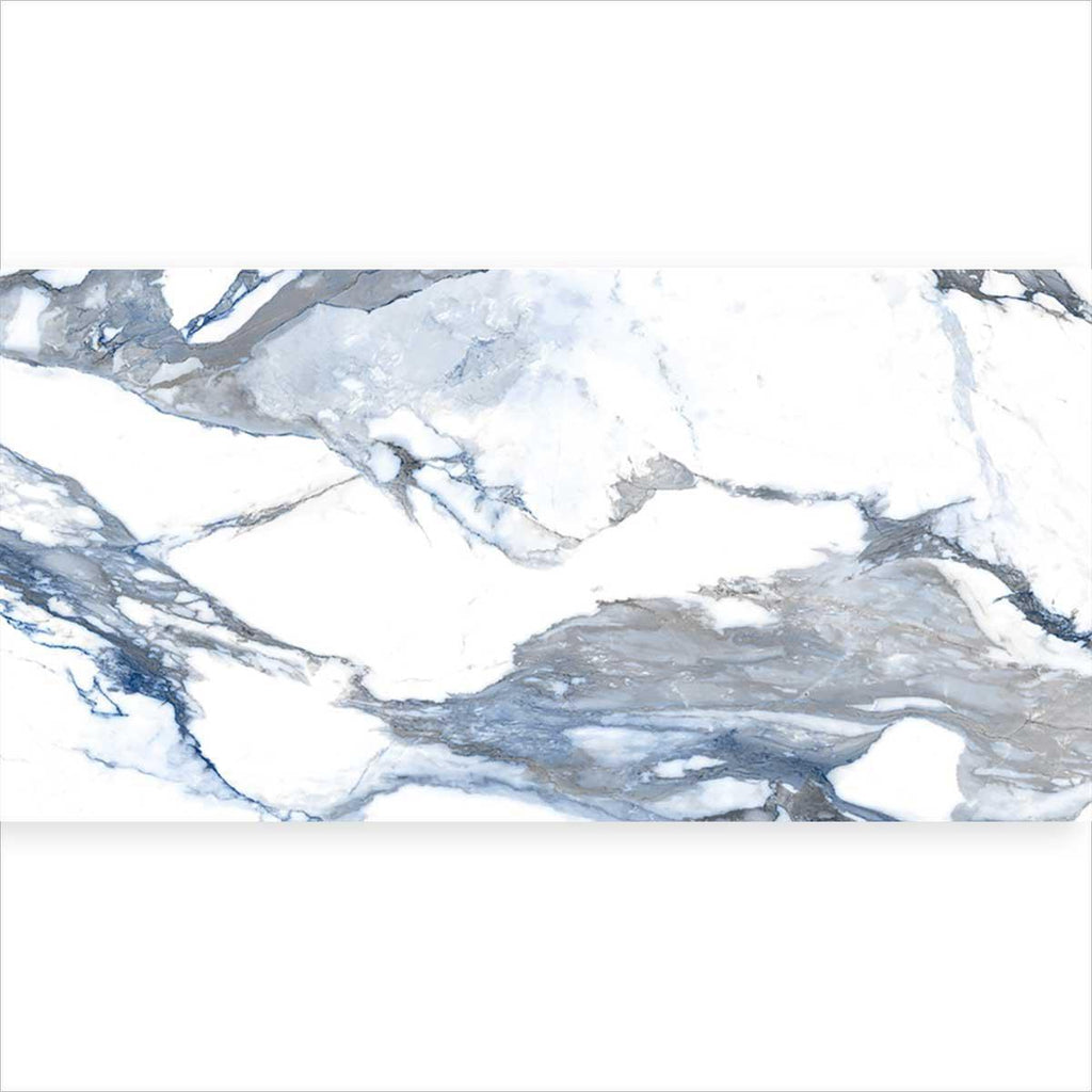 Rectangle Crash Blue 36x72 Polished Calacatta Porcelain Tile | Tile Club