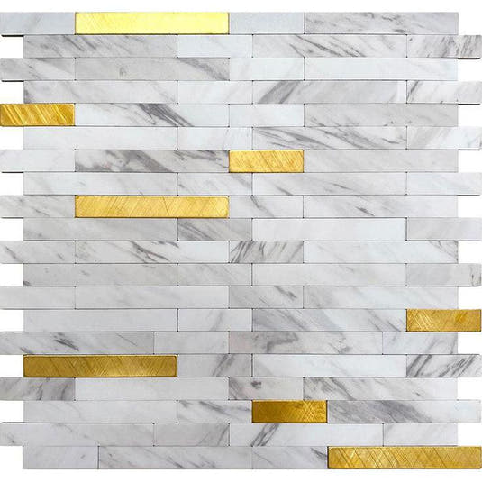 White and Gold Stack Peel and Stick Tile Sample