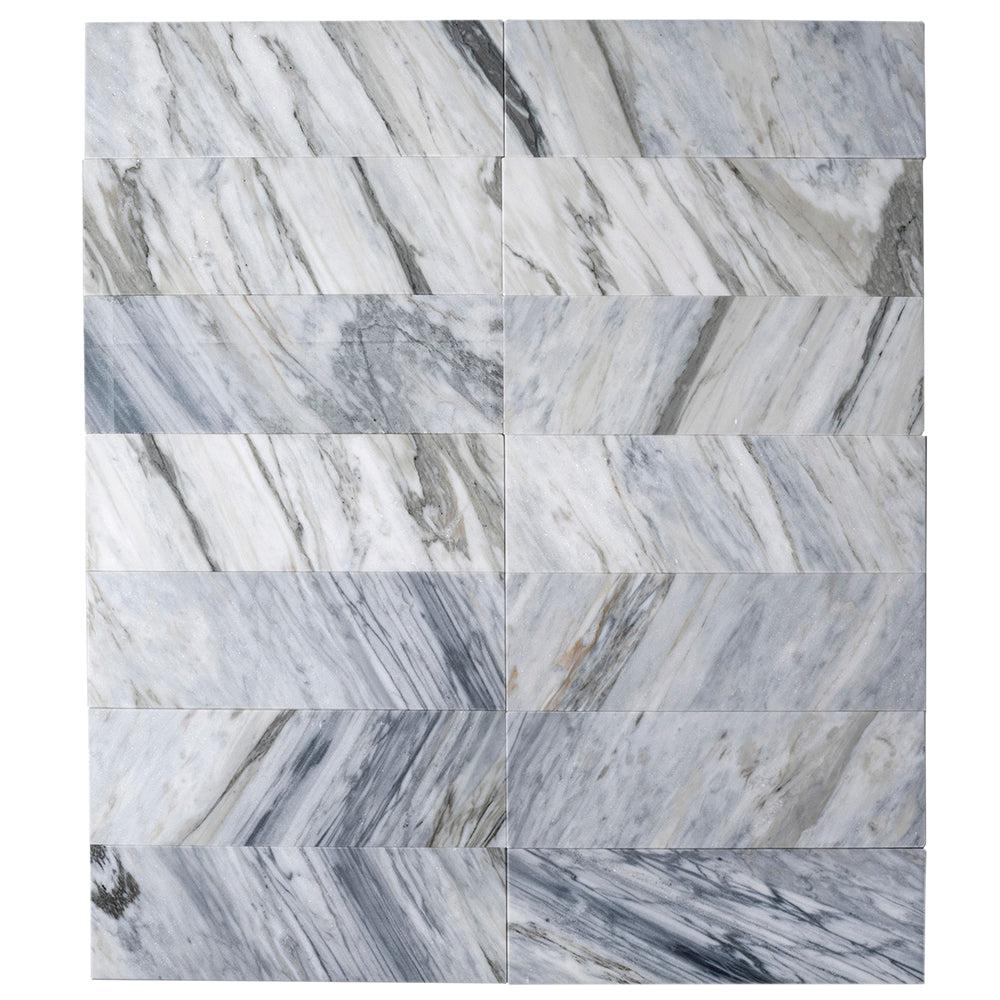 Calacatta Bluette Honed Marble Subway Tile 4x12 | Tile Club