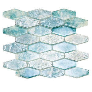 Coastal Dreams Elongated Hex Glass Mosaic Tile Sample