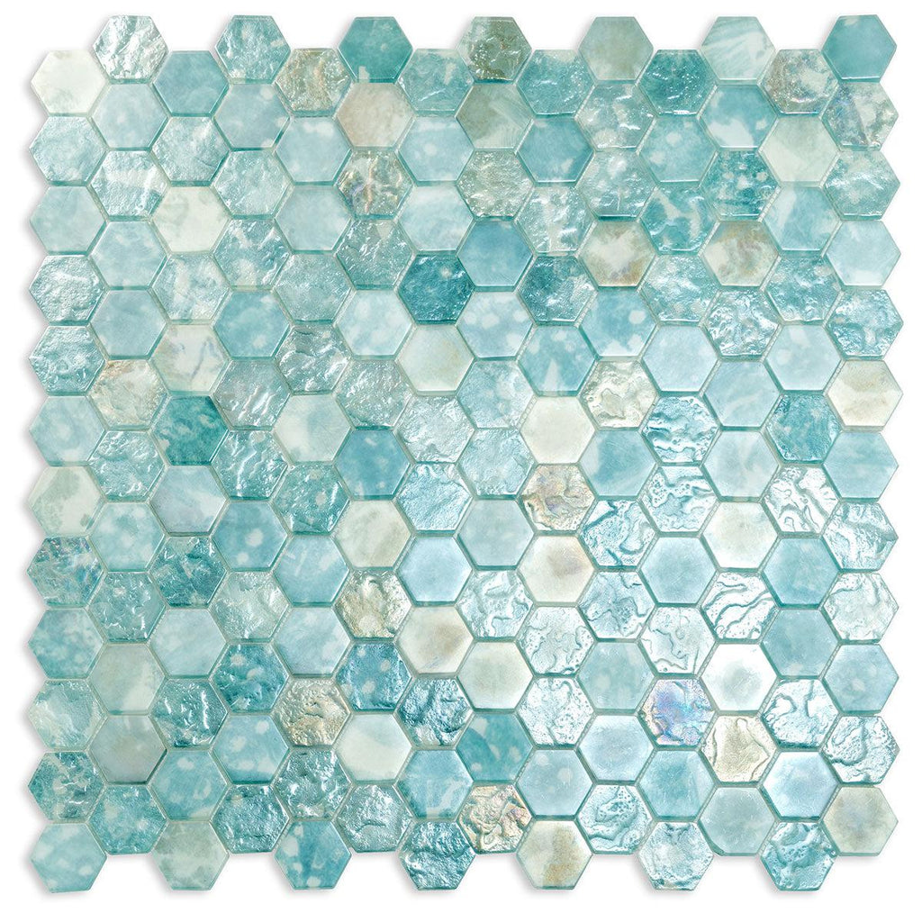 Coastal Dreams Hexagon Glass Mosaic Tile | Tile Club