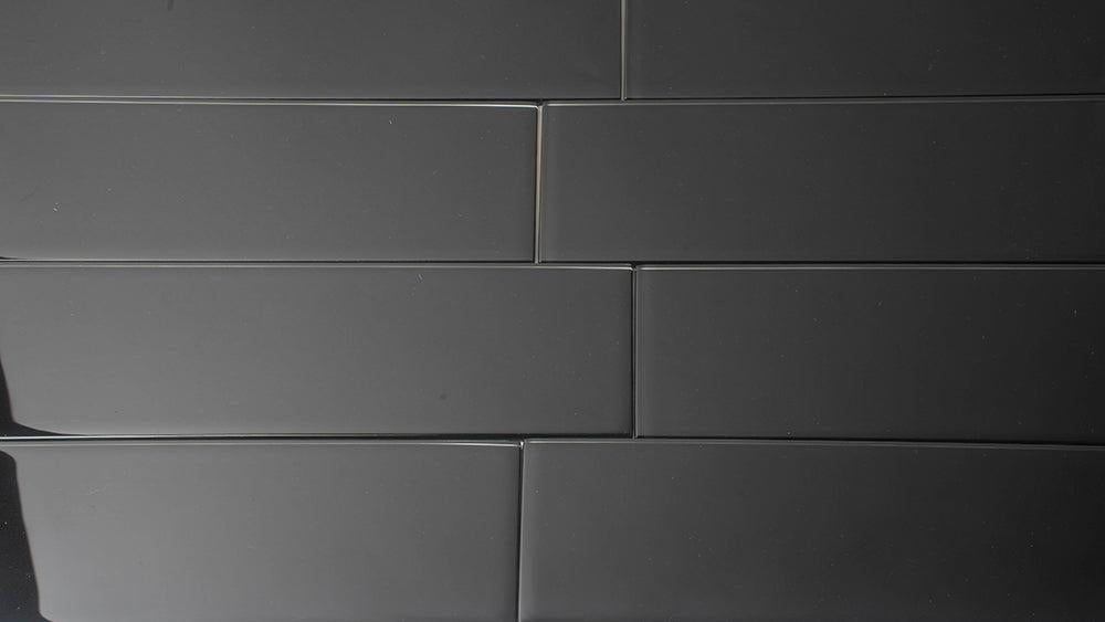 Glacier Black 4X16 Polished Glass Tile | Tile Club