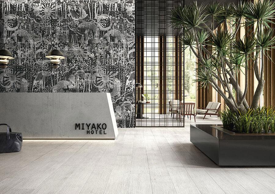 Kasai Carta 10x60" Rectified Porcelain Tile for a Hotel Lobby Floor