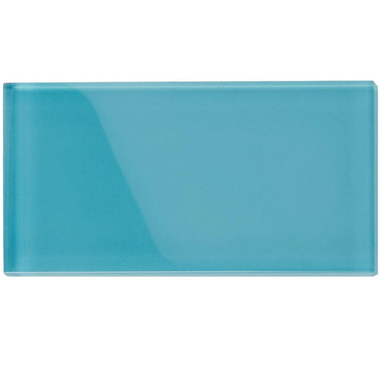 Glacier Laguna Blue 3X6 Polished Glass Tile Sample