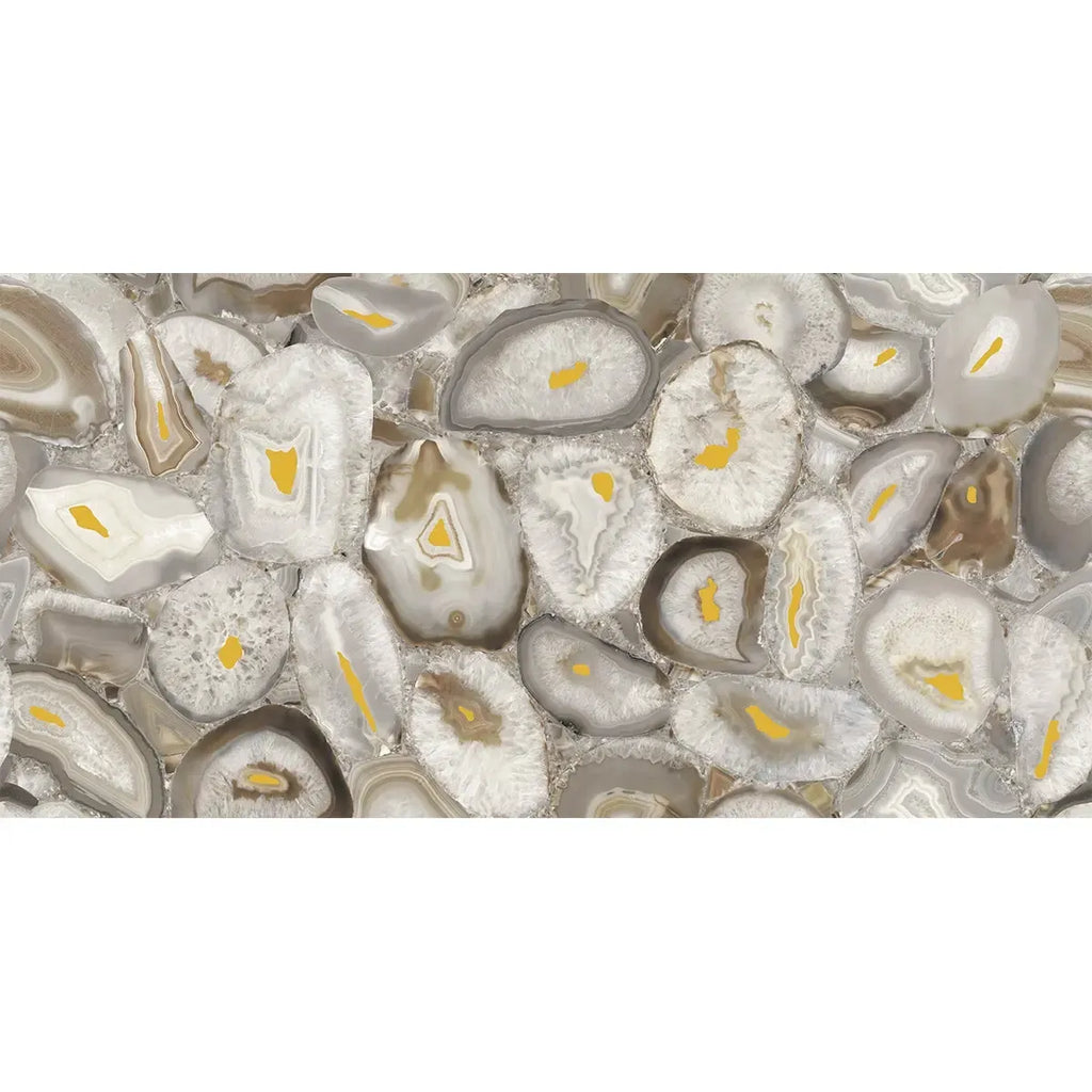 Preciosa Beige Geode and Gold Porcelain Tile | Tile Club