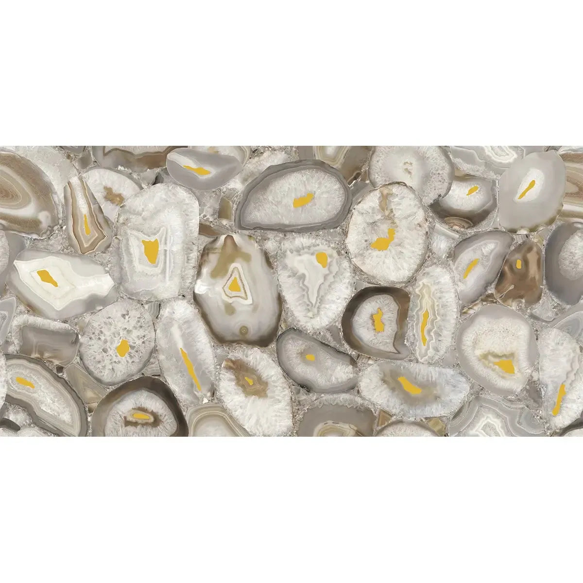 Preciosa Beige Geode and Gold Porcelain Tile Sample | Tile Club