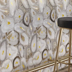 Preciosa Beige Geode and Gold Porcelain Tile | Tile Club