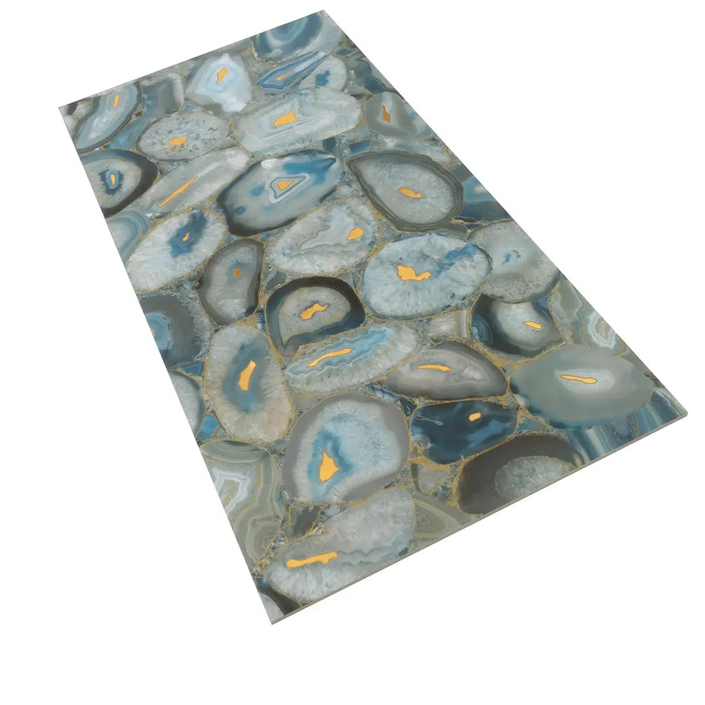 Preciosa Blue Geode and Gold Porcelain Tile | Tile Club
