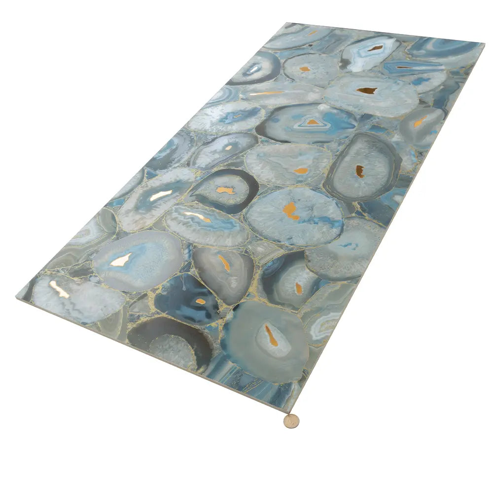 Preciosa Blue Geode and Gold Porcelain Tile | Tile Club