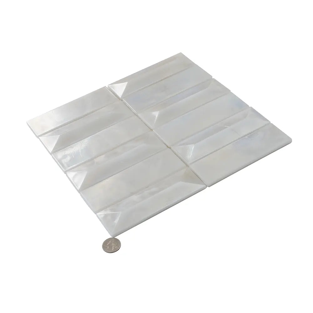 Prism Pearl Beveled Brick Cast Glass Mosaic Tile | Tile Club