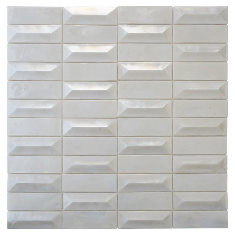 Prism Pearl Beveled Brick Cast Glass Mosaic Tile