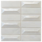 Prism Pearl Beveled Brick Cast Glass Mosaic Tile | Tile Club