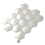 Prism Pearl Beveled Hexagon Cast Glass Mosaic Tile | Tile Club