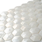 Prism Pearl Beveled Hexagon Cast Glass Mosaic Tile | Tile Club