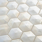 Prism Pearl Beveled Hexagon Cast Glass Mosaic Tile | Tile Club