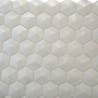 Prism Pearl Beveled Hexagon Cast Glass Mosaic Tile | Tile Club