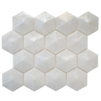 Prism Pearl Beveled Hexagon Cast Glass Mosaic Tile | Tile Club