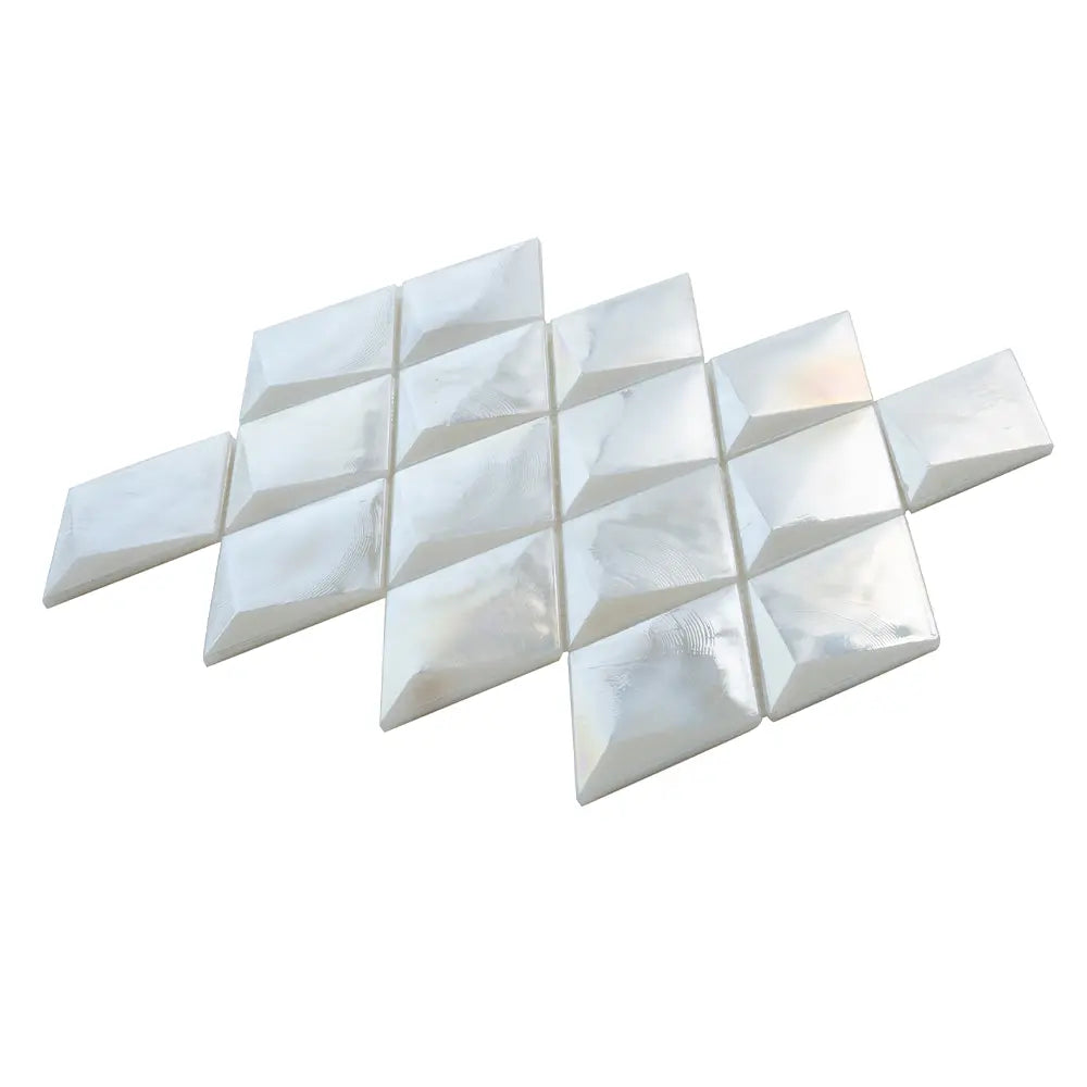 Prism Pearl Beveled Diamond Cast Glass Mosaic Tile | Tile Club