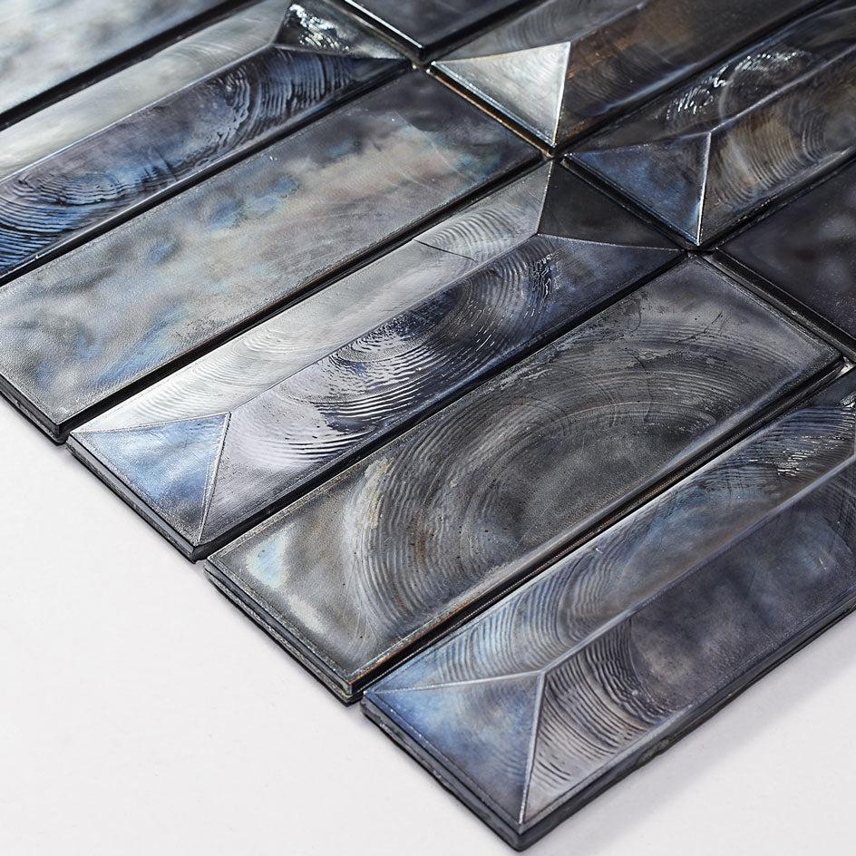 Prism Storm Beveled Brick Cast Glass Mosaic Tile