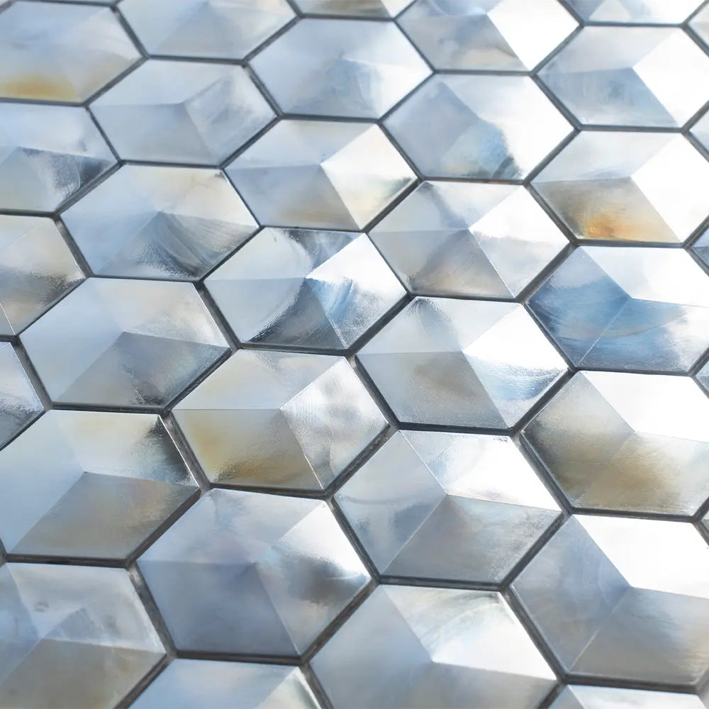 Prism Storm Beveled Hexagon Cast Glass Mosaic Tile | Tile Club