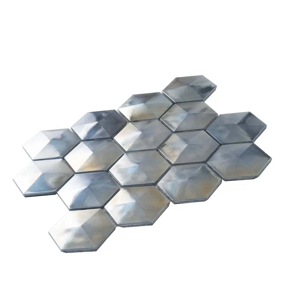 Prism Storm Beveled Hexagon Cast Glass Mosaic Tile | Tile Club