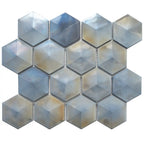 Prism Storm Beveled Hexagon Cast Glass Mosaic Tile | Tile Club