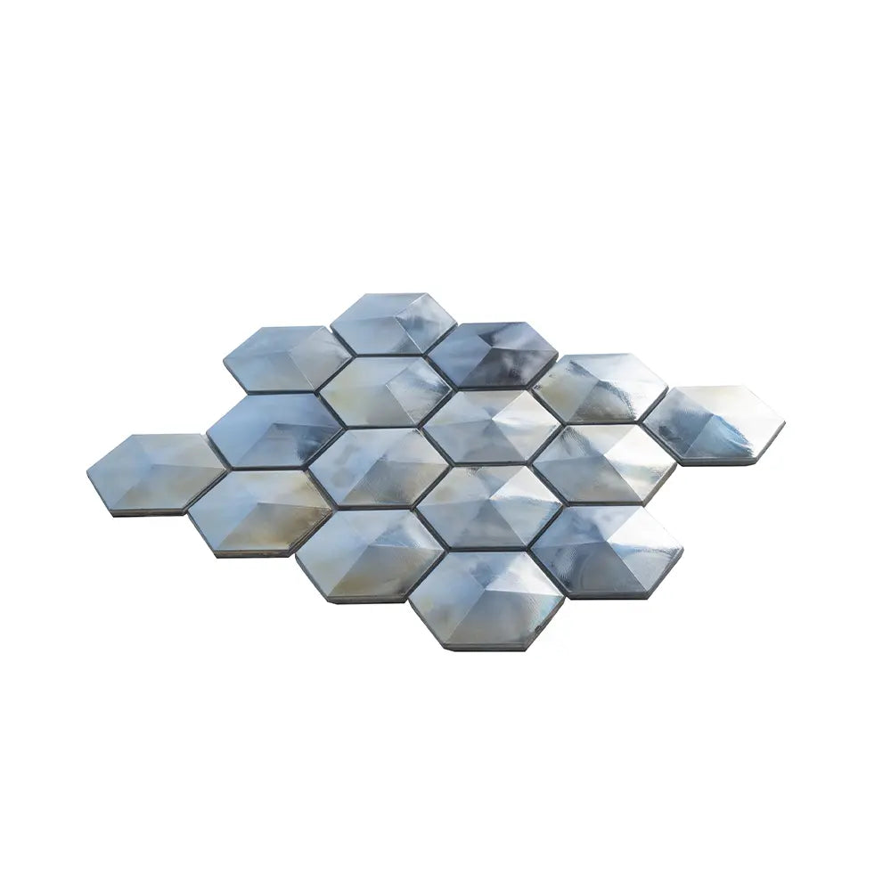 Prism Storm Beveled Hexagon Cast Glass Mosaic Tile | Tile Club