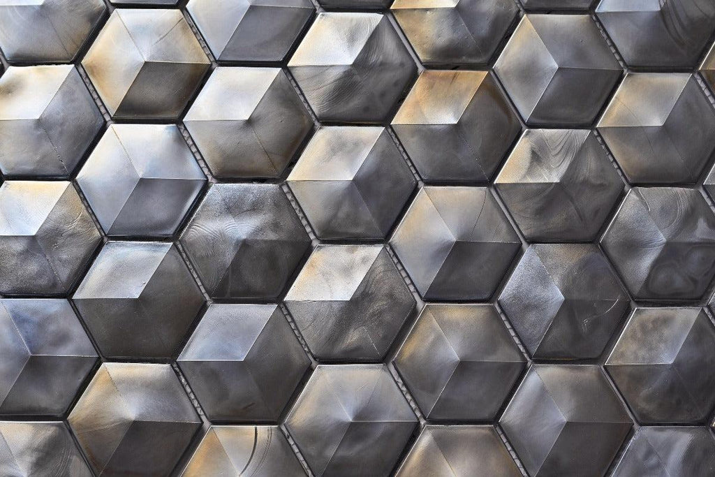 Prism Storm Beveled Hexagon Cast Glass Mosaic Tile | Tile Club