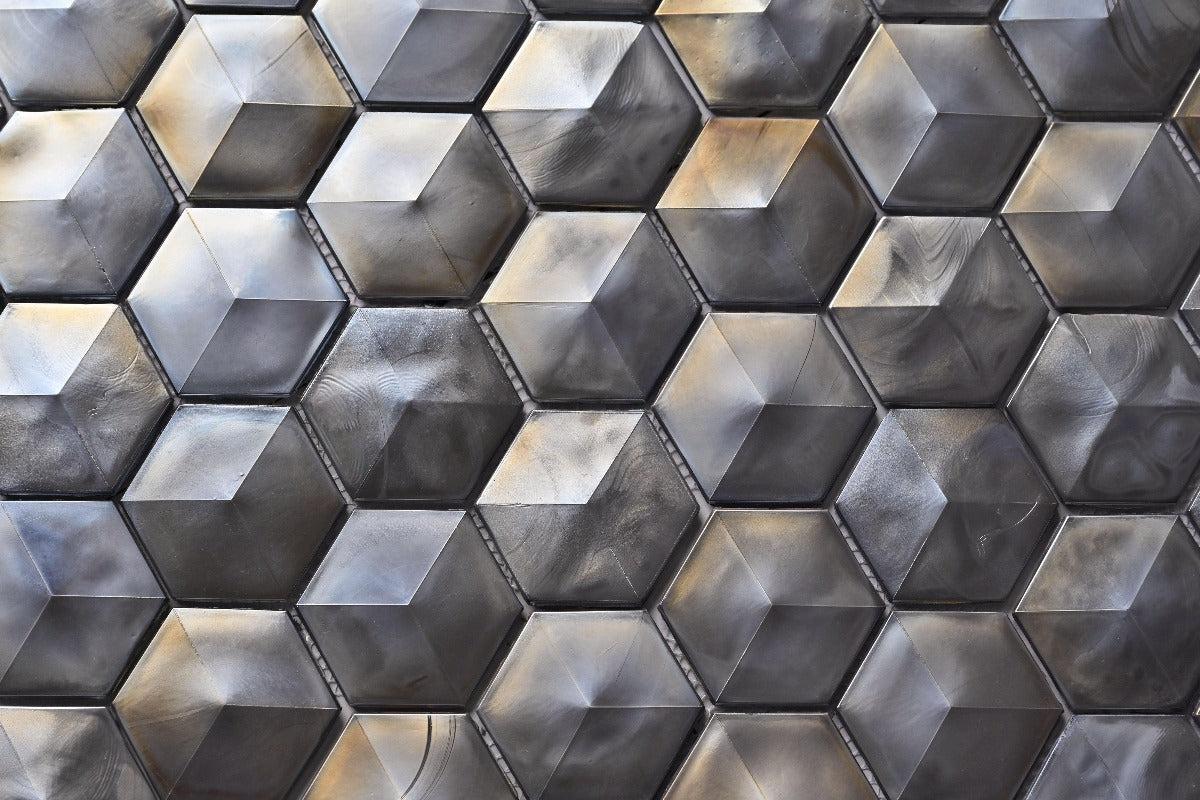 Prism Storm Beveled Hexagon Cast Glass Mosaic Tile | Tile Club
