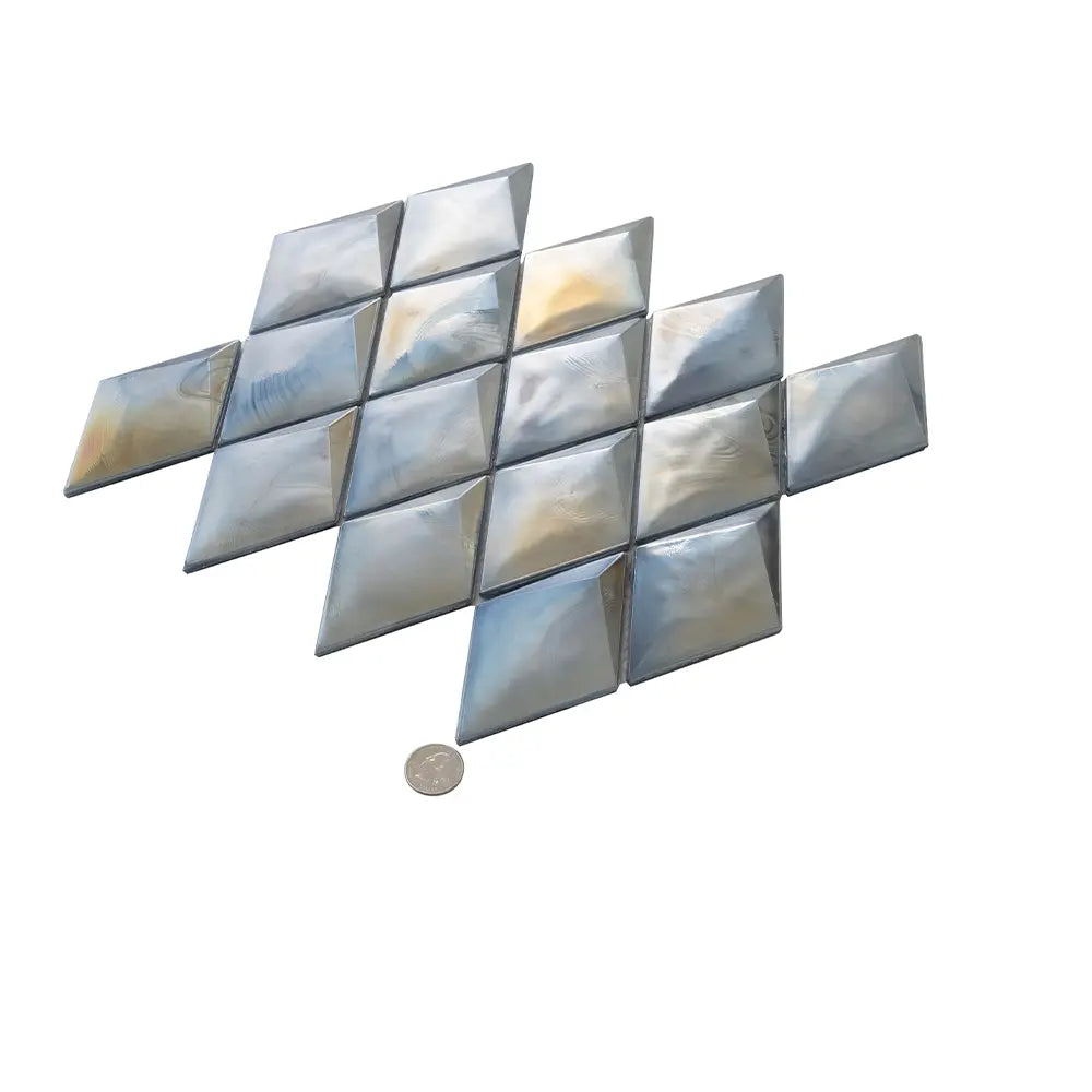 Prism Storm Beveled Diamond Cast Glass Mosaic Tile | Tile Club