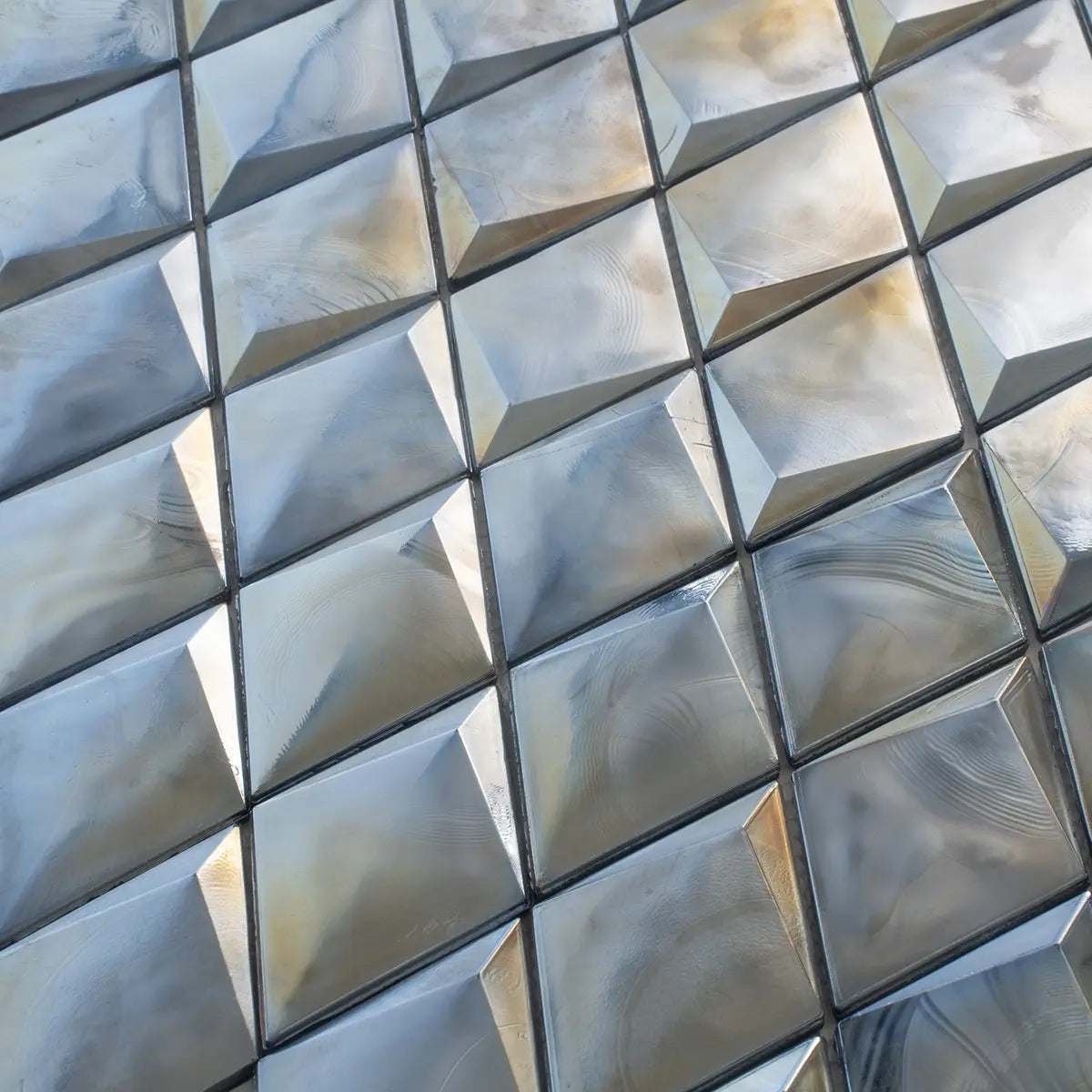 Prism Storm Beveled Diamond Cast Glass Mosaic Tile | Tile Club