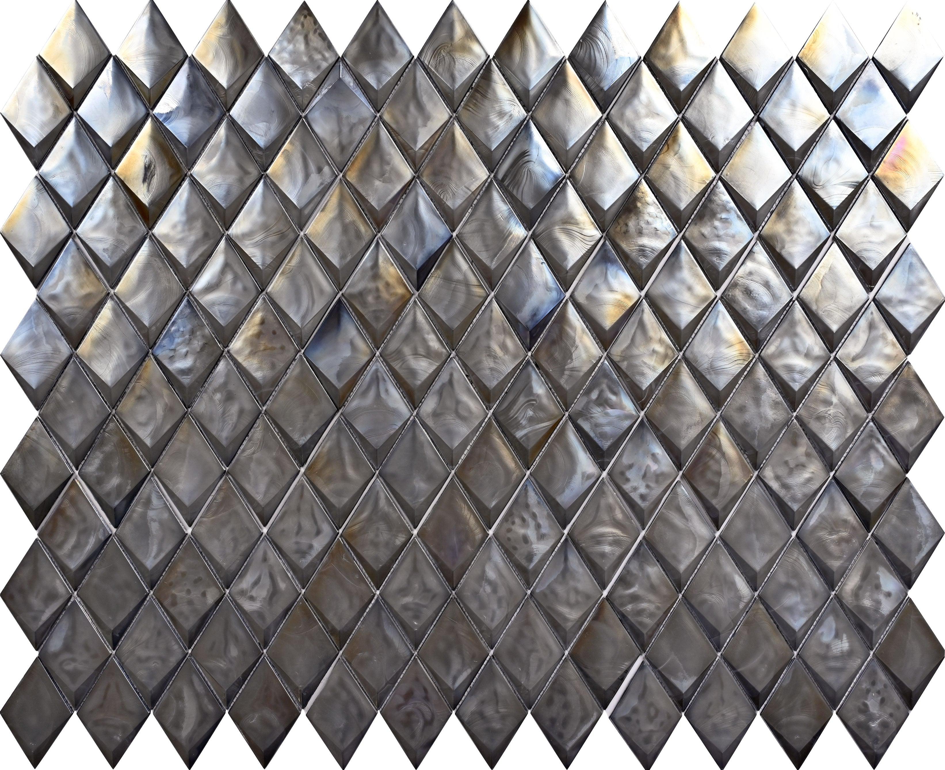 Prism Storm Beveled Diamond Cast Glass Mosaic Tile