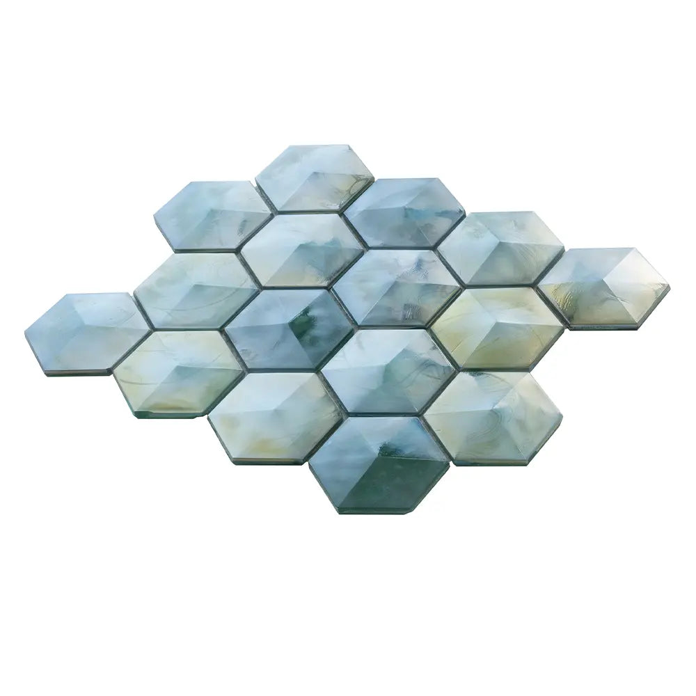 Prism Jade Beveled Hexagon Cast Glass Mosaic Tile | Tile Club