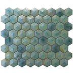 Prism Jade Beveled Hexagon Cast Glass Mosaic Tile | Tile Club