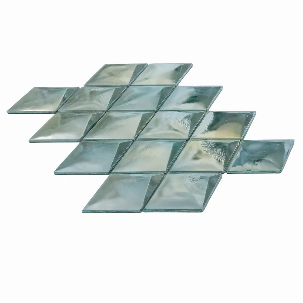 Prism Jade Beveled Diamond Cast Glass Mosaic Tile | Tile Club