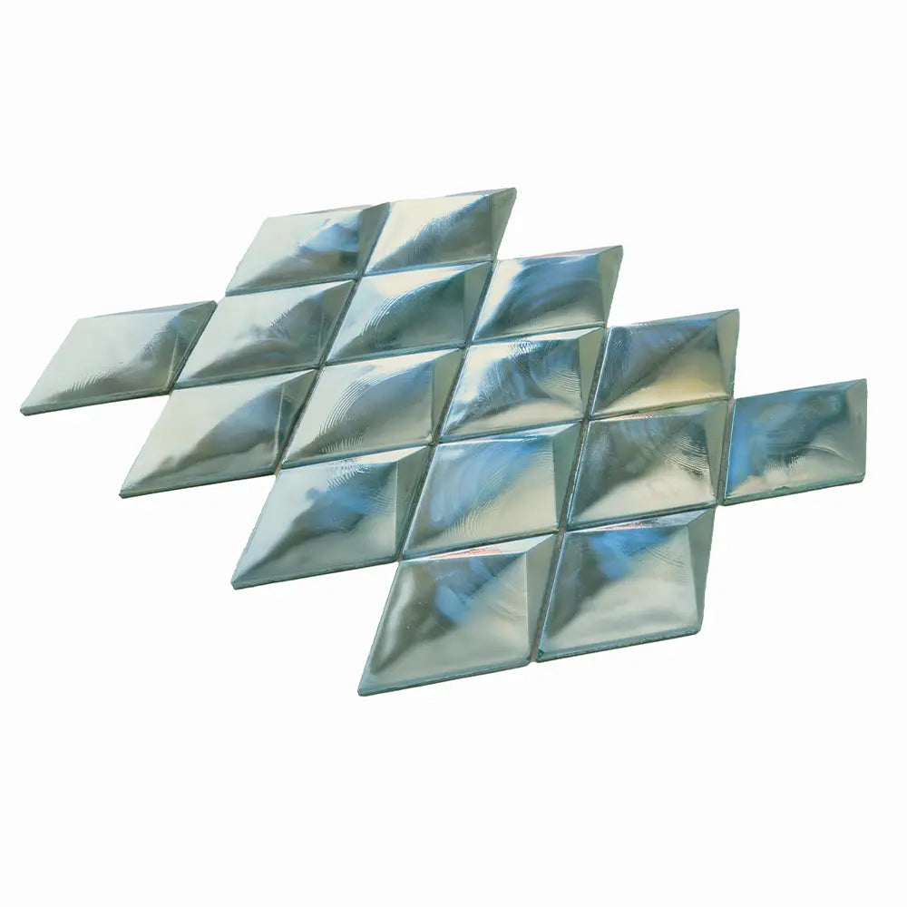 Prism Jade Beveled Diamond Cast Glass Mosaic Tile | Tile Club