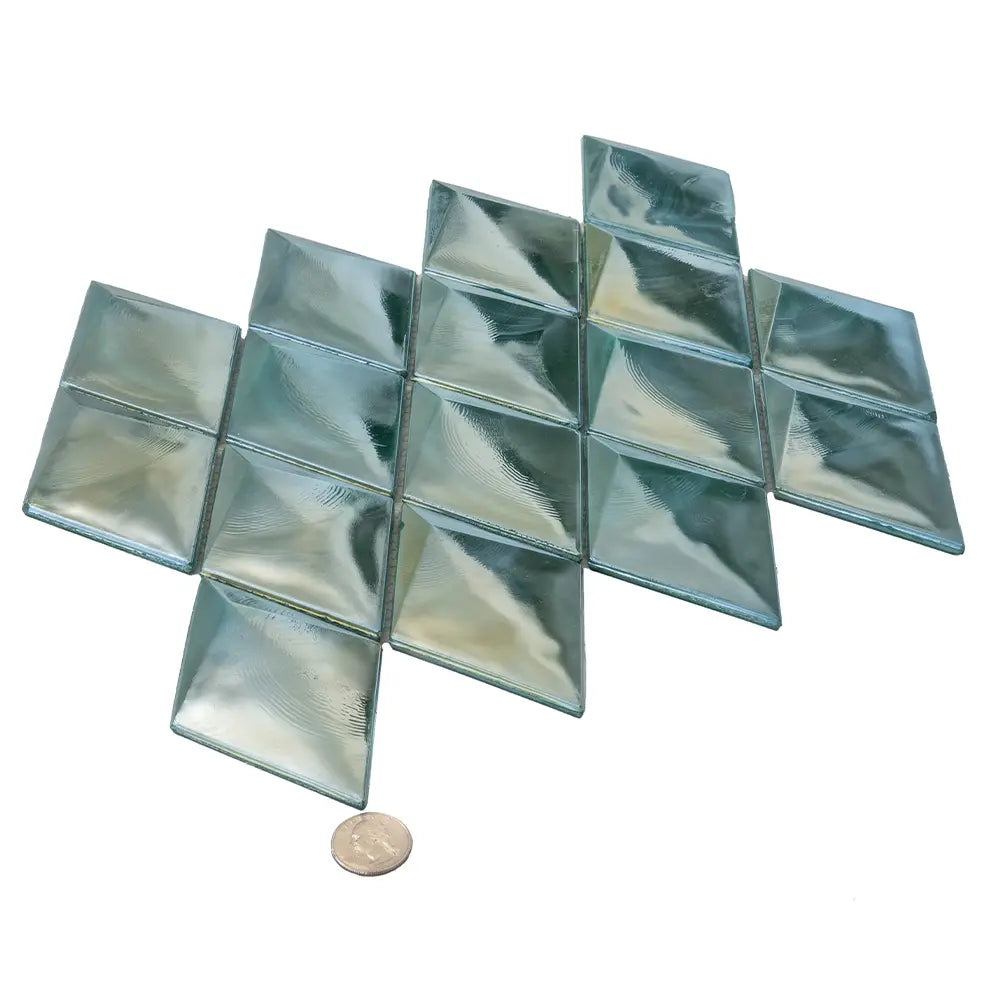 Prism Jade Beveled Diamond Cast Glass Mosaic Tile | Tile Club